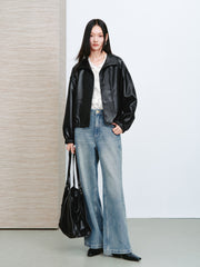 Women's Vintage Sheen Faux-Sheepskin  Jacket