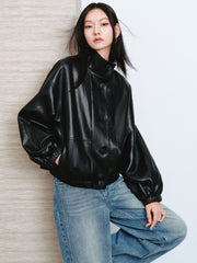 Women's Vintage Sheen Faux-Sheepskin  Jacket