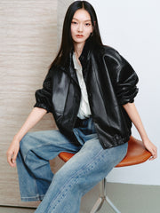 Women's Vintage Sheen Faux-Sheepskin  Jacket