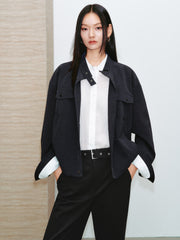 Women's Casual Blouson Stand-Collar PU Jacket