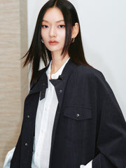 Women's Casual Blouson Stand-Collar PU Jacket
