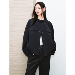 Women's Casual Blouson Stand-Collar PU Jacket