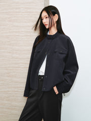 Women's Casual Blouson Stand-Collar PU Jacket