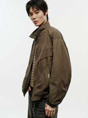 Men's Cargo-Style Stand-Collar Solid Jacket