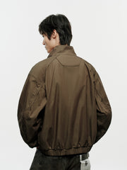 Men's Cargo-Style Stand-Collar Solid Jacket