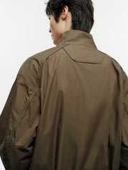 Men's Cargo-Style Stand-Collar Solid Jacket