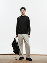 Men's Casual Half-Zip Stand-Collar Base Layer T-Shirt