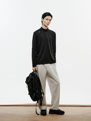 Men's Casual Half-Zip Stand-Collar Base Layer T-Shirt