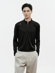 Men's Casual Half-Zip Stand-Collar Base Layer T-Shirt