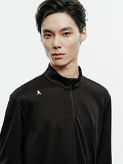 Men's Casual Half-Zip Stand-Collar Base Layer T-Shirt
