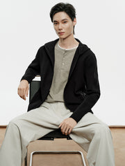 Men's Sporty Tech Jacket-Style Knit Cardigan