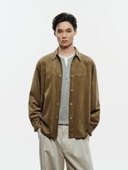 Men's Casual Faux-Suede Embroidered Long-Sleeve Shirt