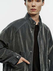 Men's Casual Flocked Lustrous Stand-Collar Jacket