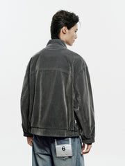 Men's Casual Flocked Lustrous Stand-Collar Jacket