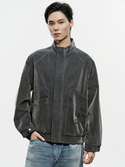 Men's Casual Flocked Lustrous Stand-Collar Jacket