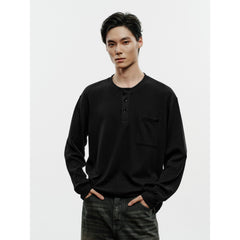 Men's Casual Faux-Layer Waffle-Knit Long-Sleeve T-Shirt
