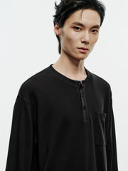 Men's Casual Faux-Layer Waffle-Knit Long-Sleeve T-Shirt