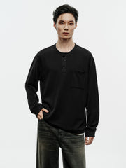Men's Casual Faux-Layer Waffle-Knit Long-Sleeve T-Shirt