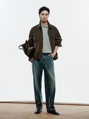 Men's American Vintage Flocked Denim Jacket