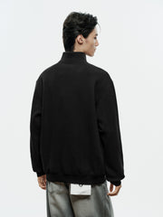 Men's Casual Cable-Texture Mock-Neck Zip Sweatshirt