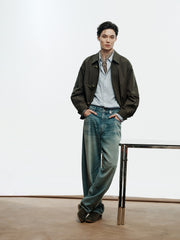 Men's Vintage Aircraft-Buckle Brown Jacket