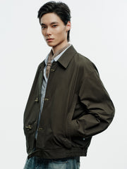 Men's Vintage Aircraft-Buckle Brown Jacket