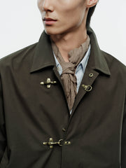 Men's Vintage Aircraft-Buckle Brown Jacket