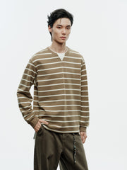 Men's Vintage Stripe Henley Textured Sweatshirt