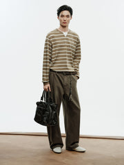 Men's Vintage Stripe Henley Textured Sweatshirt