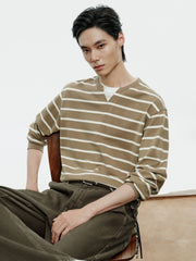 Men's Vintage Stripe Henley Textured Sweatshirt