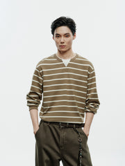 Men's Vintage Stripe Henley Textured Sweatshirt