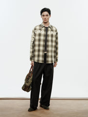 Men's Casual Contrast-Plaid Embroidered-Logo Shirt