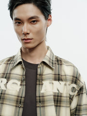 Men's Casual Contrast-Plaid Embroidered-Logo Shirt