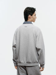 Men's Casual Faux-Layer Shirt-Collar Sweatshirt