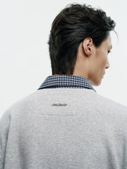 Men's Casual Faux-Layer Shirt-Collar Sweatshirt