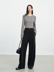 Women's Casual Solid Curved-Leg Sweatpants