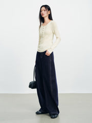 Women's Casual Belted Curved-Leg Jeans