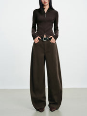 Women's Casual Belted Curved-Leg Jeans