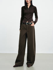 Women's Casual Belted Curved-Leg Jeans