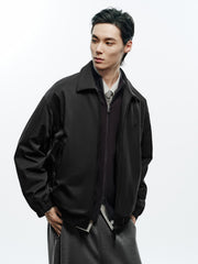 Men's Casual Black Lapel Jacket-Style Down Jacket