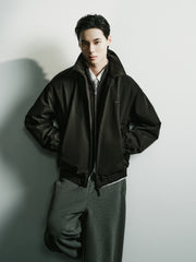 Men's Casual Black Lapel Jacket-Style Down Jacket