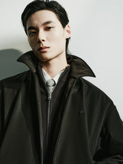 Men's Casual Black Lapel Jacket-Style Down Jacket