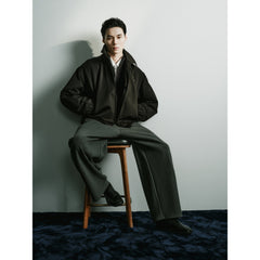 Men's Casual Black Lapel Jacket-Style Down Jacket
