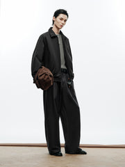 Men's Casual Black Lapel Jacket-Style Down Jacket