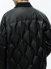 Men's Casual PU Leather Panel-Collar Down Jacket