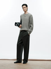 Men's Casual Henley Neck Faux Two-Piece Knit Top
