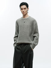 Men's Casual Henley Neck Faux Two-Piece Knit Top