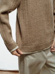 Men's Casual Henley Neck Faux Two-Piece Knit Top