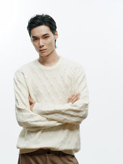 Men's Casual Diamond-Pattern 3D-Texture Knit Top