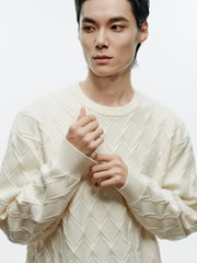 Men's Casual Diamond-Pattern 3D-Texture Knit Top